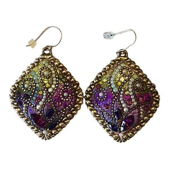 Daniel Swarovski Paris Couture EARRINGS Dangle Drop Multi Crystal Pearl DS 925 - Picture 1 of 5